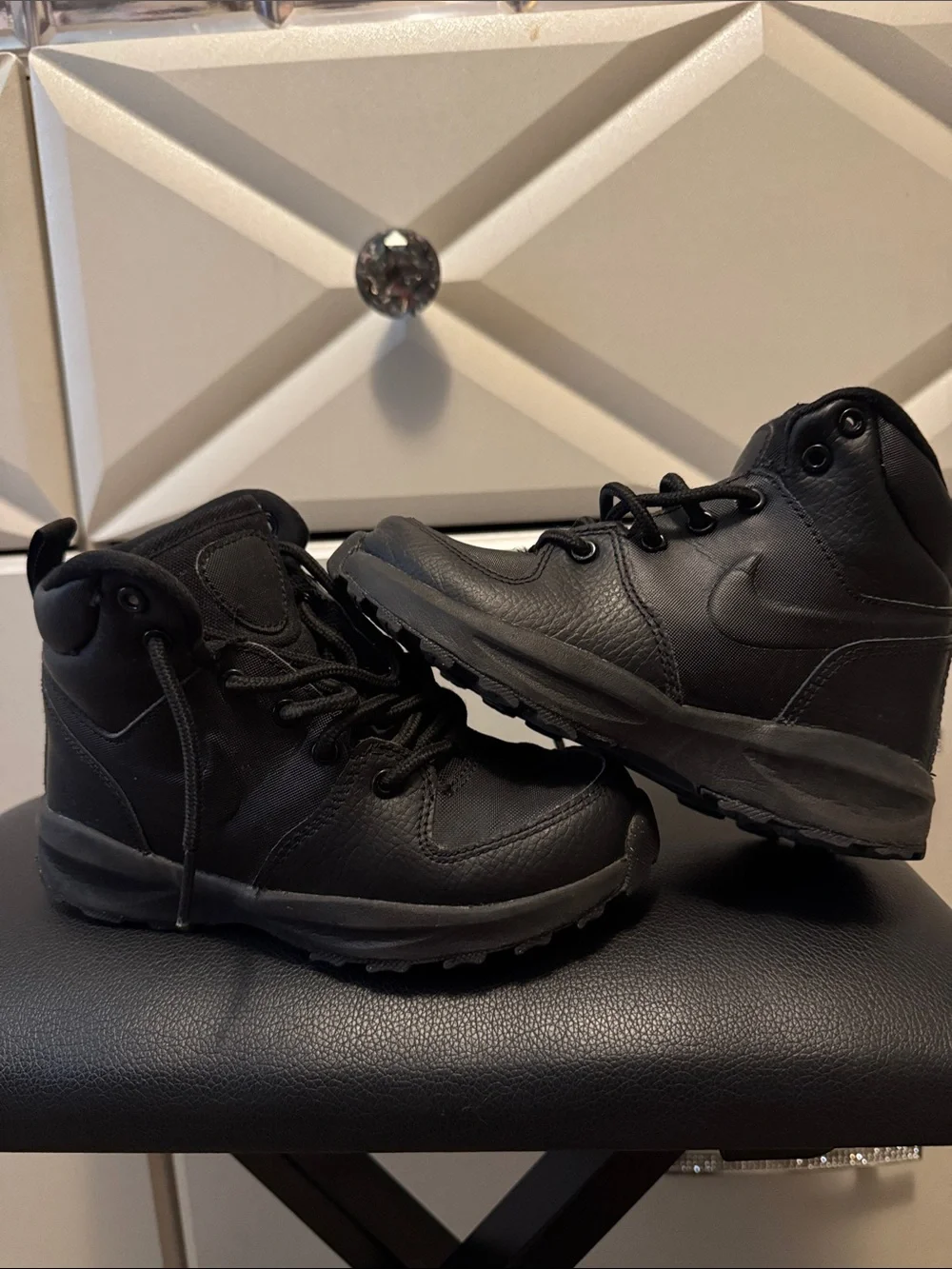 Nike Kids All-Black Lace-Up Boot Sneakers